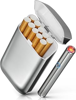 x-lighter XL606 Cigarette Case for 100s King Size, with Electric Rechargeable Lighter, Smell-Proof, Gift for Women & Men