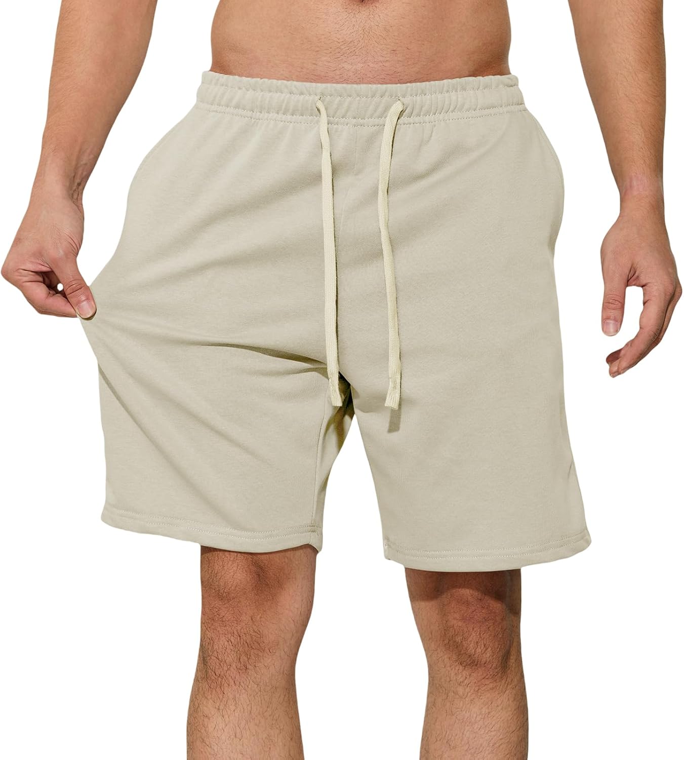 Men's Sweat Shorts 7 Inch Inseam Cotton Summer Beach Shorts Elastic Waist Casual Workout Athletic Shorts - Image 5