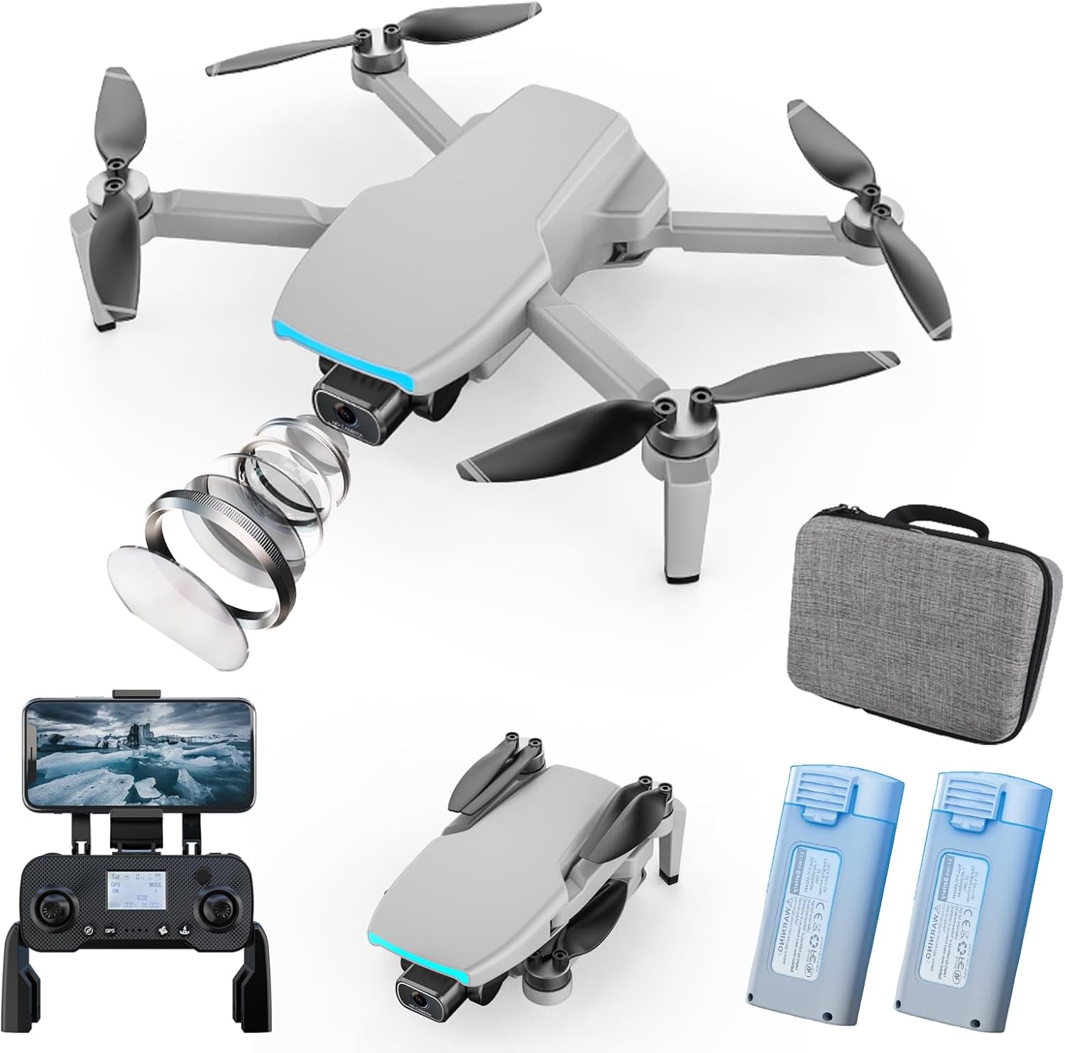 GPS Drones with 4K Camera for Adults, Under 250g, FPV Drones for Adults Long Range,Brushless Motor, Smart Return Home, Follow Me,UAV Toys Gifts for Beginners, 5G Wifi FPV Camera, 40 Mins Long Flight, Lightweight and Foldable RC Quadcopter for Beginner(2 Batteries)