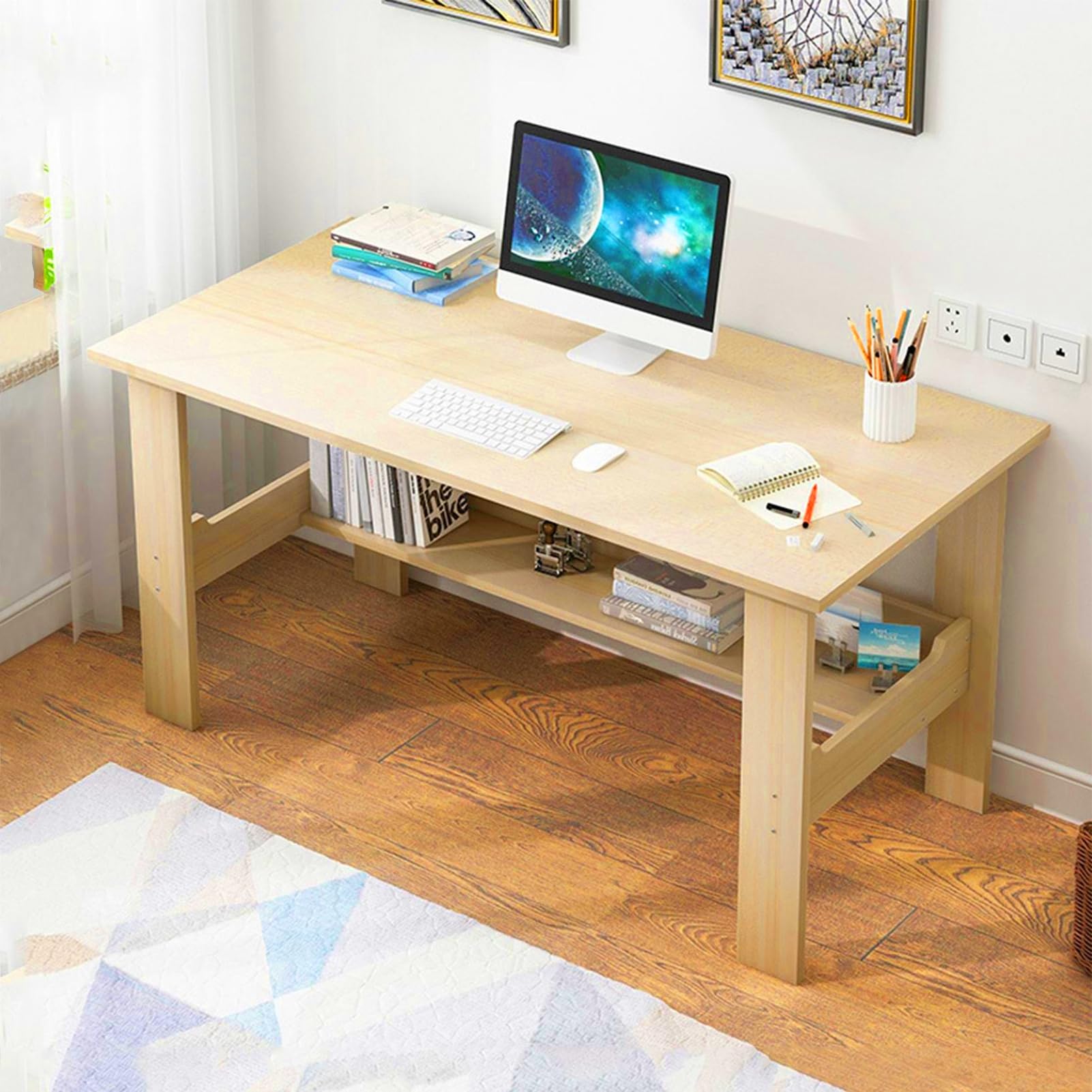 Talent Star Thickened Plate Computer Desk Table Study Writing Desk Workstation for Home Office Spacious Easy Assembly Modern
