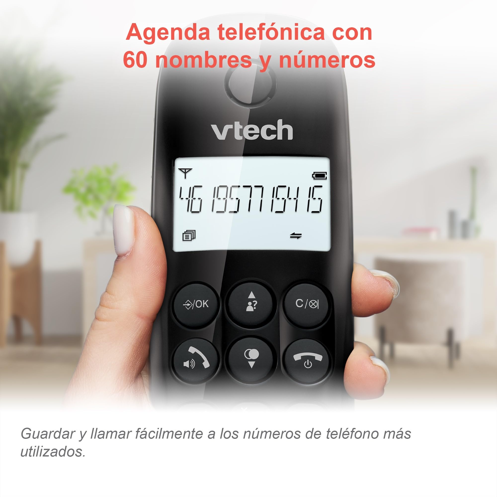 VTech CS1450 Teléfono inalámbrico DECT con contestador automático, función manos libres, bloqueo de llamadas, identificación de llamante/función de llamada en espera,pantalla retroiluminada y modo ECO