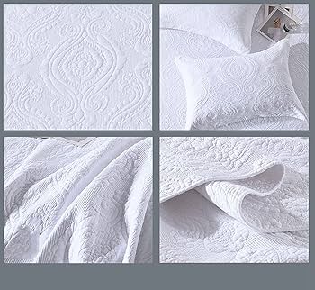 Amazon｜KHURAQ 両面ステッチマイクロファイバーベッドスロー