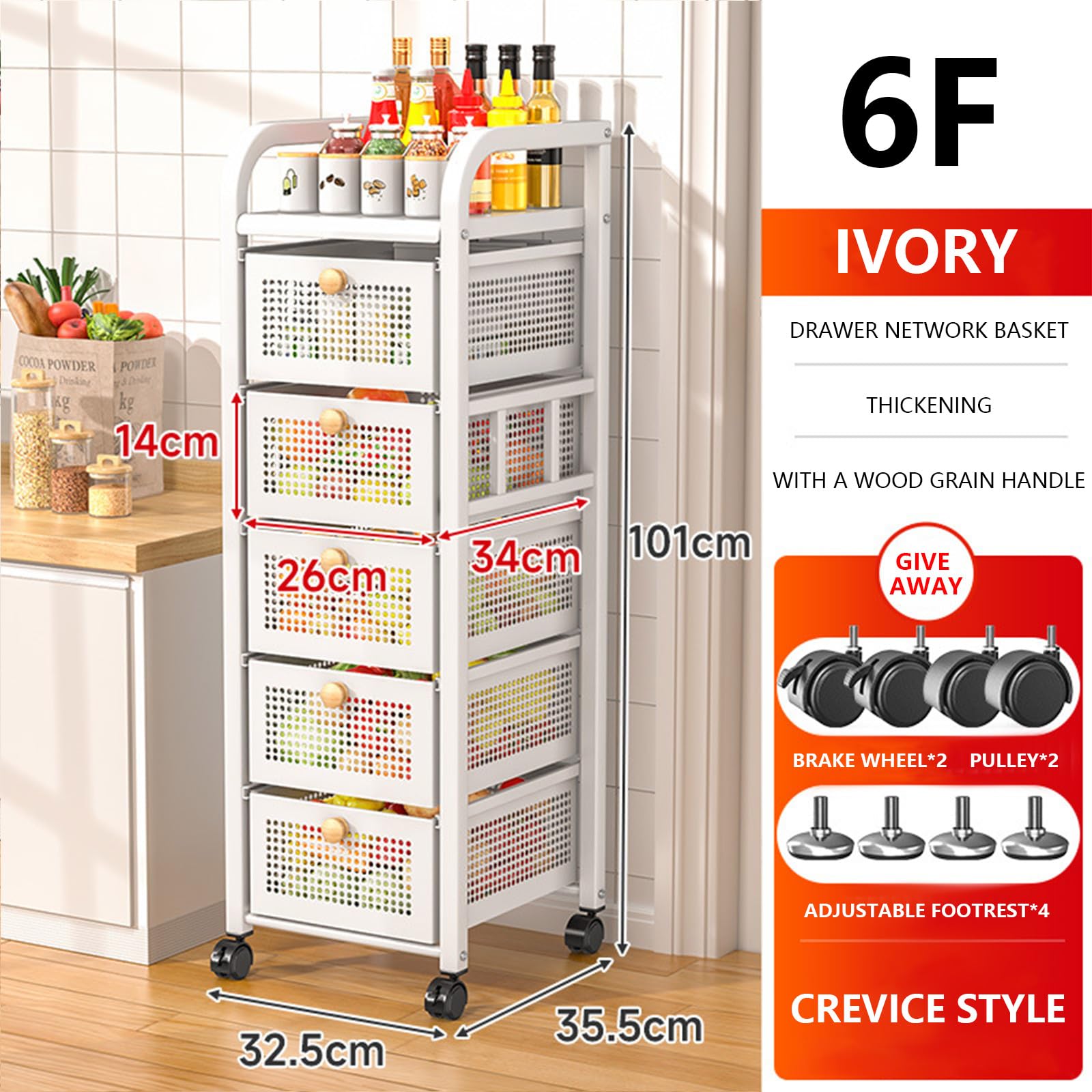 2-6-poziomowy kuchenny wózek na kółkach – wielofunkcyjny stojak do przechowywania owoców warzyw łazienki pralni i salonu – solidne półki oszczędzające miejsce konstrukcja