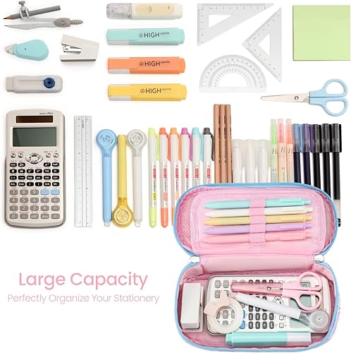 Miniatura 3 de Cambond Lindo estuche para niñas, estuche de gran capacidad para niños, estuche de almacenamiento grande para la escuela, solo estuche, arcoíris
