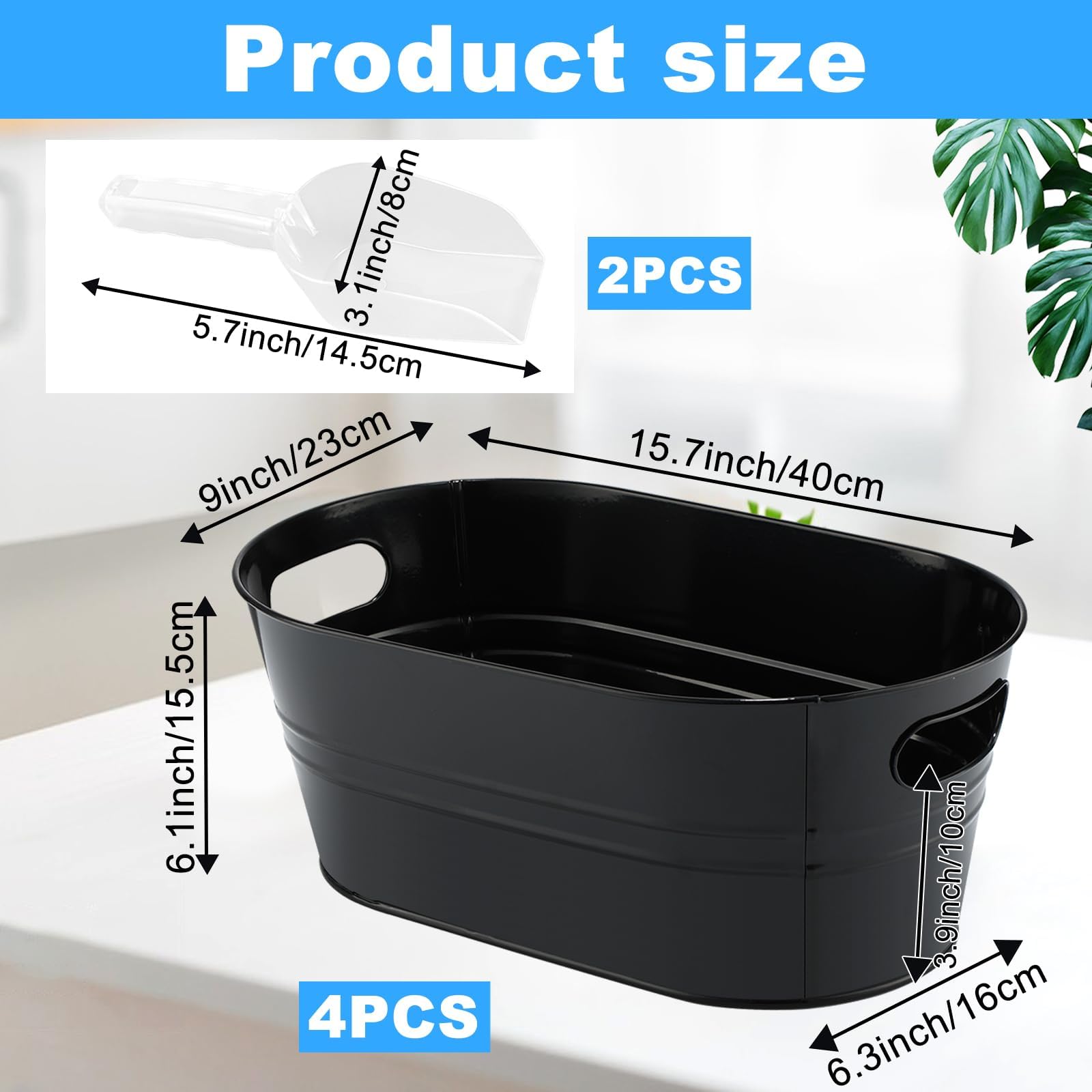 Paquete de 4 cubos de acero galvanizado para bebidas con asas, ideal para fiestas, barbacoas y bares, botellas de refrigeración, latas de cerveza o refrescos