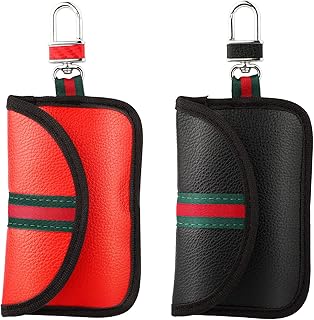 2 Pack Faraday Bag for Car Keys, Faraday Pouch for Anti Keyless Starter, RFID Signal Blocking Bags Shielding Pouch, Privacy Protection and Car Key FOB, Anti-Tracking Anti-Spying (1 Red 1 Black)