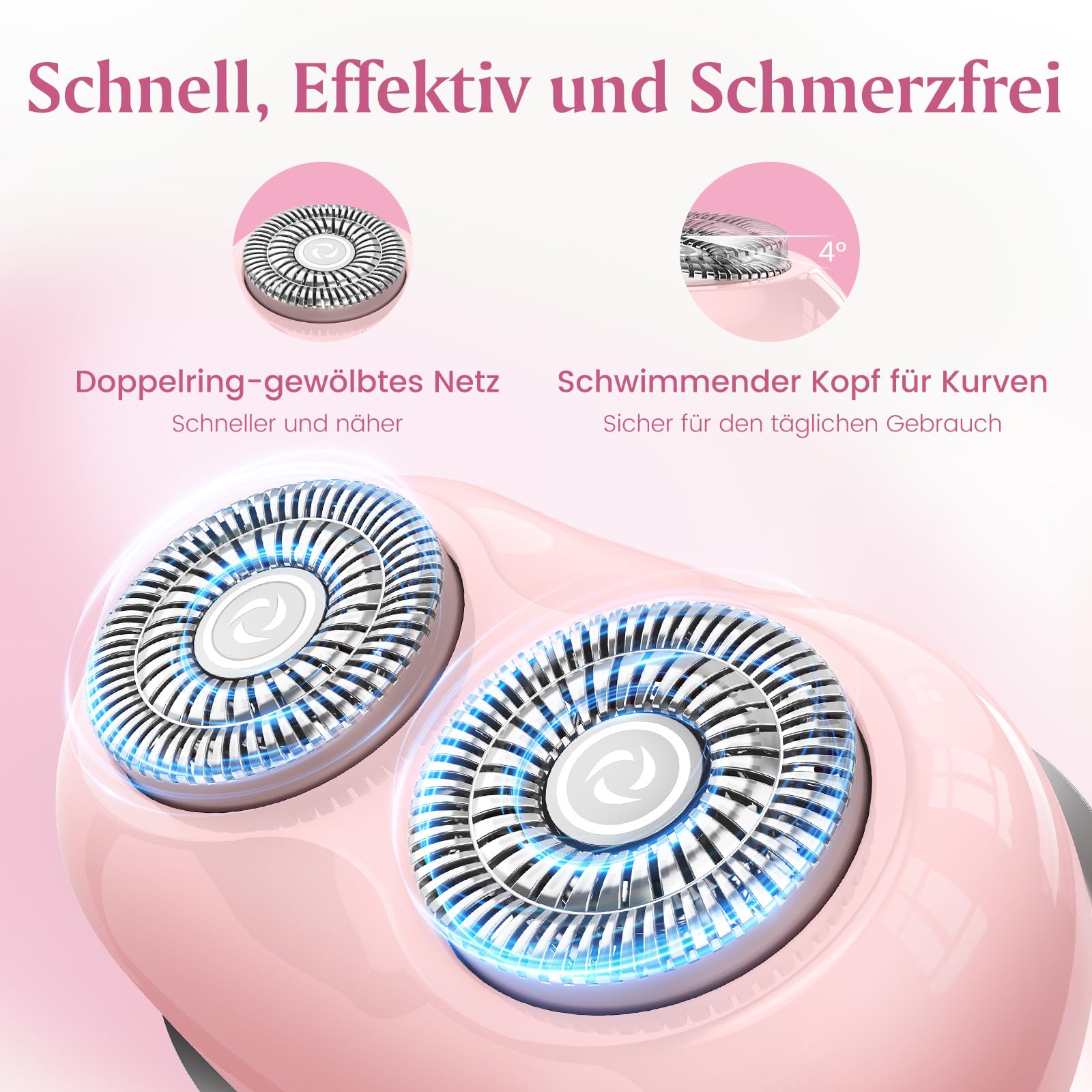 Brightup Gesichtshaarentferner für Frauen, Elektrischer Gesichtshaar Rasierer für Damen, Wasserfest, USB-C, Kleiner Damenrasierer für Schnelle und Sanfte Rasur, Oberlippe, Kinn und Wangen, Rosa