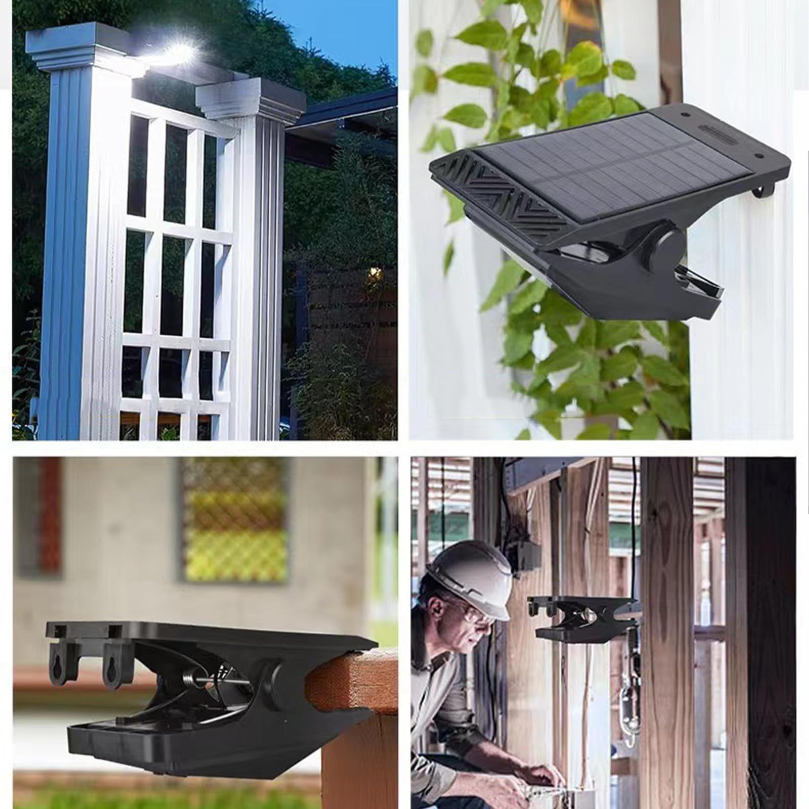 Luz solar al aire libre clip con sensor de luz impermeable y ligera para jardín garaje terraza camping