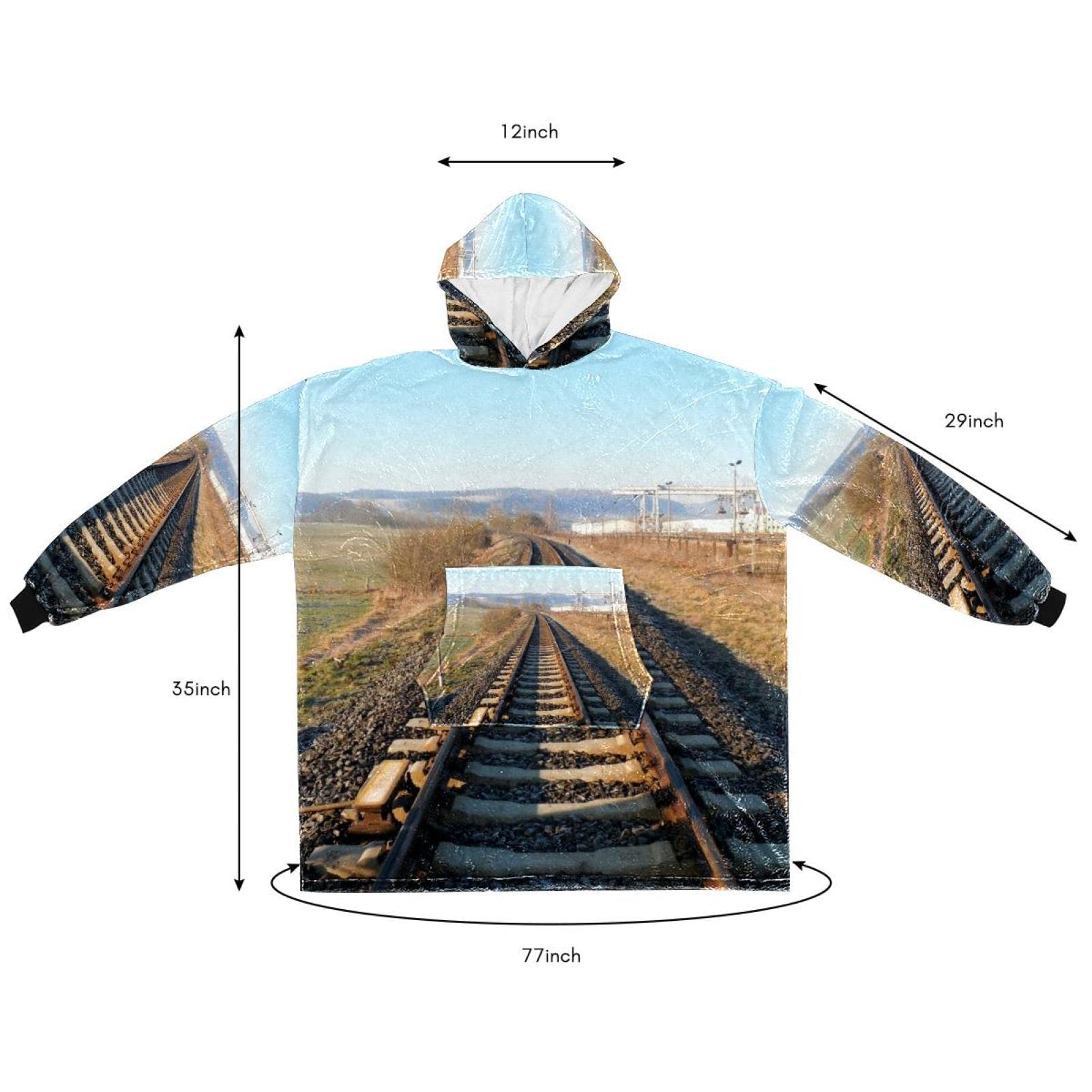 Bluza z kapturem z motywem toru pociągowego, oversize z kapturem dla kobiet, wygodna bluza, wielobarwny, rozmiar uniwersalny