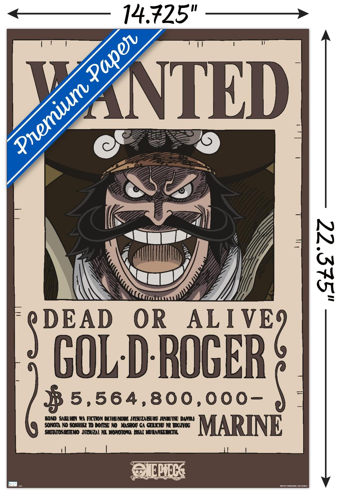 Amazon.com: One Piece - Gol D Roger Wanted Poster Wall Poster