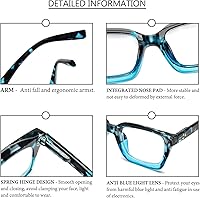 Vista 27 de DXYXYO Reading Glasses 0.50 Women Blue Light Blocking Men Square Computer Readers 3 Pack Fashion Oprah