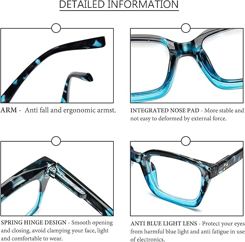 Miniatura 27 de DXYXYO Reading Glasses 0.50 Women Blue Light Blocking Men Square Computer Readers 3 Pack Fashion Oprah