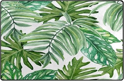 Use7 Tropical Palm Tree Leaves Jungle Leaf Green Area Rug Rugs for ...