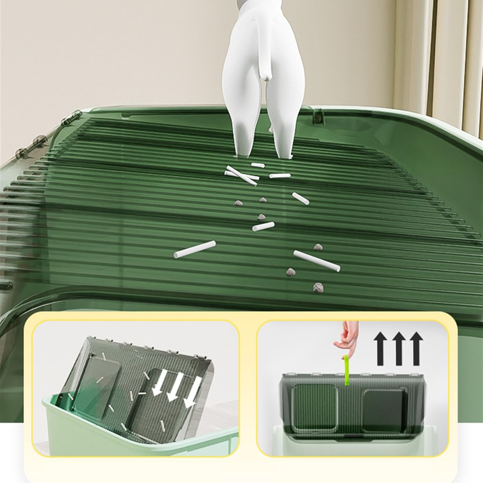 Lettiera per Gatti Lettiera for gatti completamente chiusa, toilette portatile for animali domestici con ampio spazio, ingresso frontale, uscita superiore, vasca for la pulizia dei gatti in plastica f