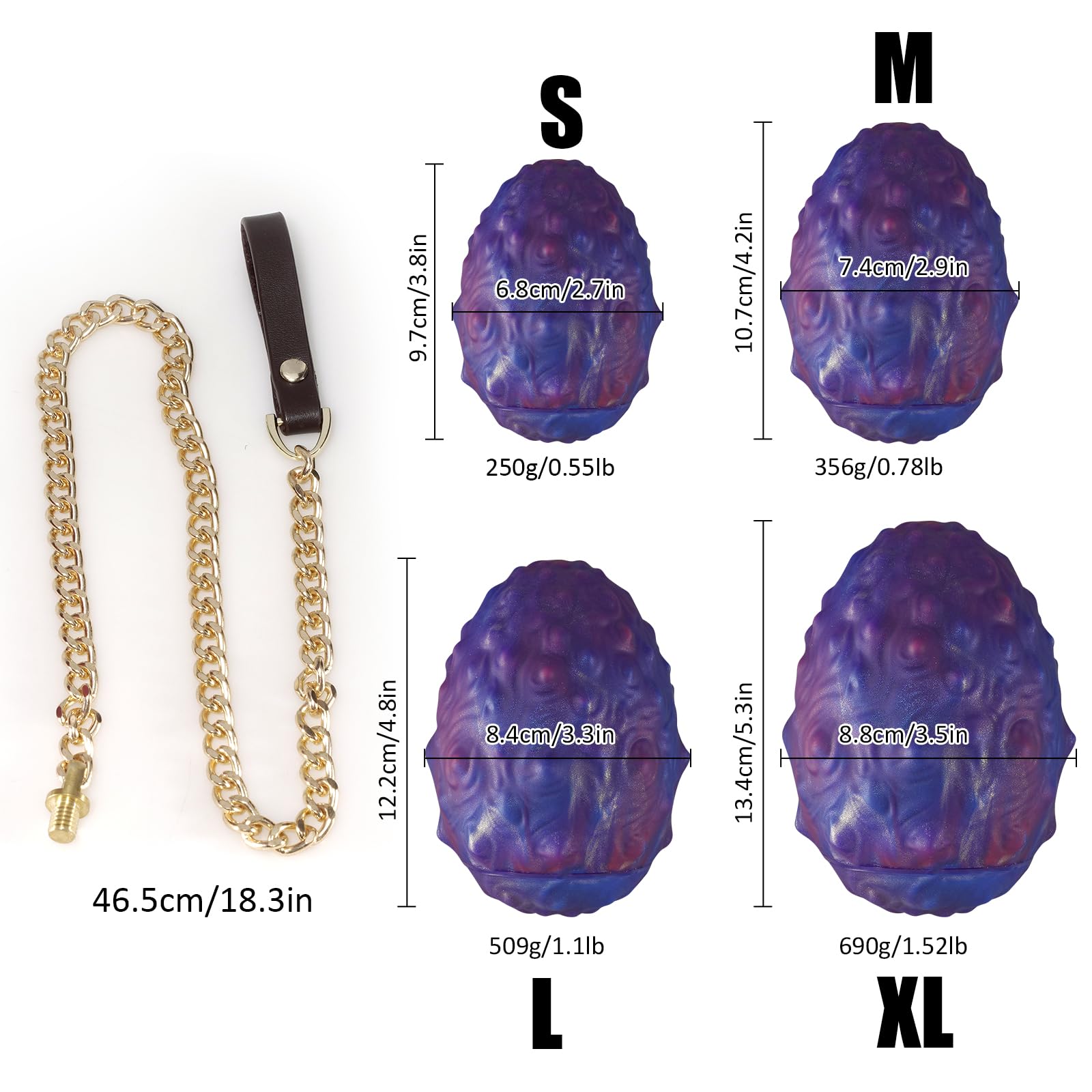plug anale a forma di uovo adatto a uomini, donne e coppie (M) | silicone liquido, con catena metallica, 4 taglie, massaggiatore prostatico, stimolazione vaginale