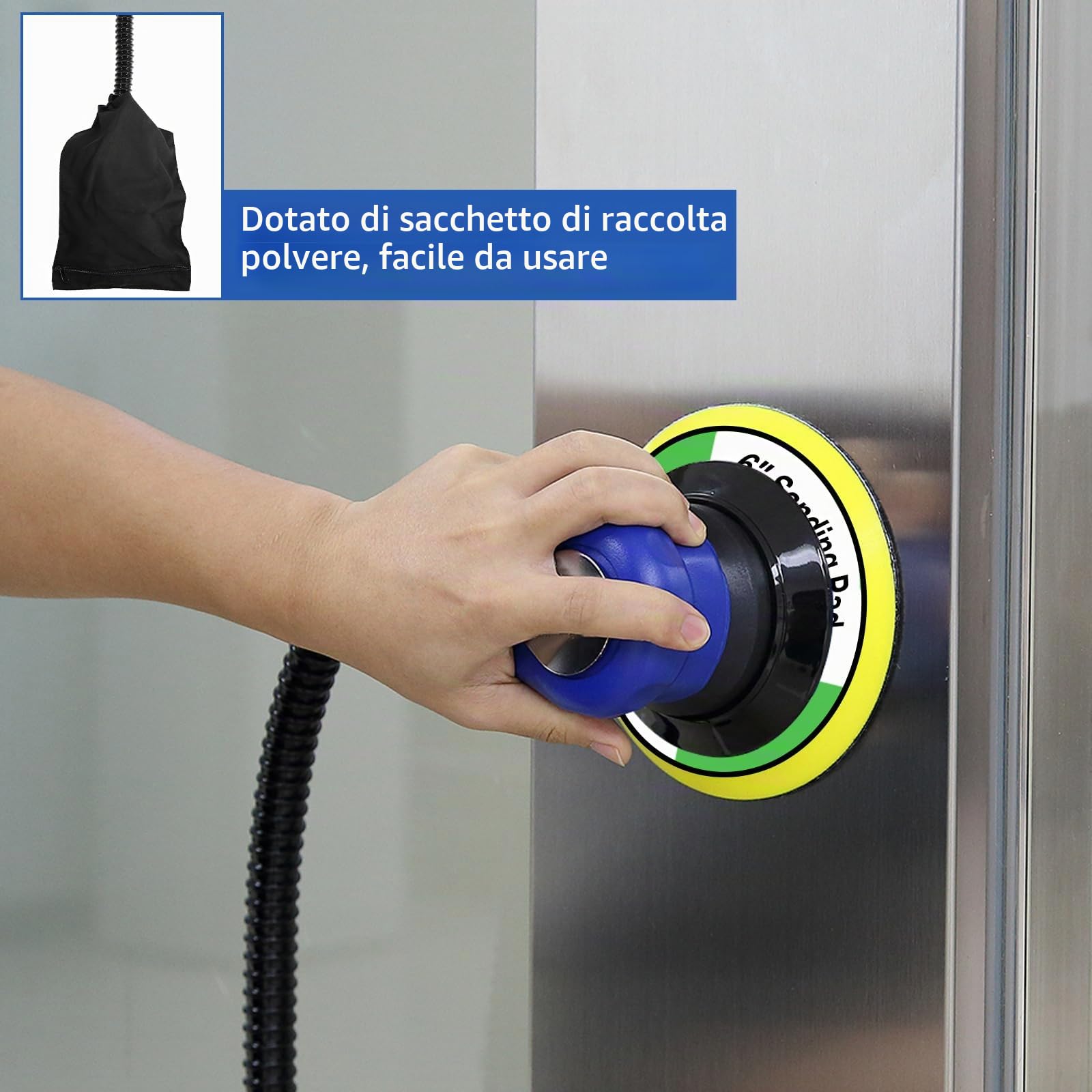 Uten Levigatrice orbitale pneumatica a doppia azione con regolazione della velocità con 7 pezzi di carta abrasiva