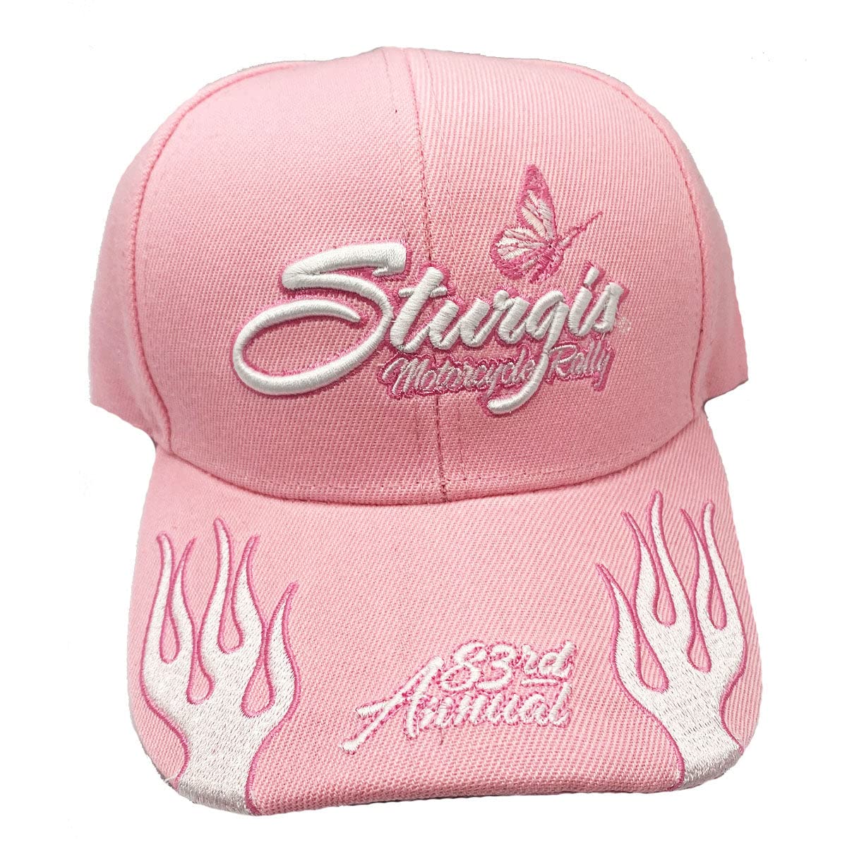 Ladies 2023 Sturgis Motorcycle Rally Flaming Pink Butterfly Hat ONE Color