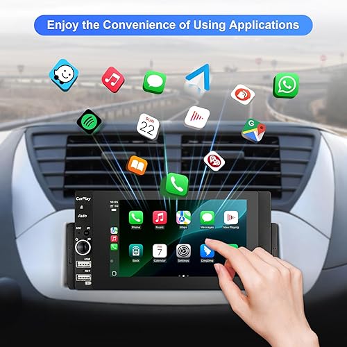 Miniatura 9 de Estéreo de coche con pantalla táctil DIN de 10 pulgadas con Carplay inalámbrico y Android Auto inalámbrico, radio de coche Android ajustable