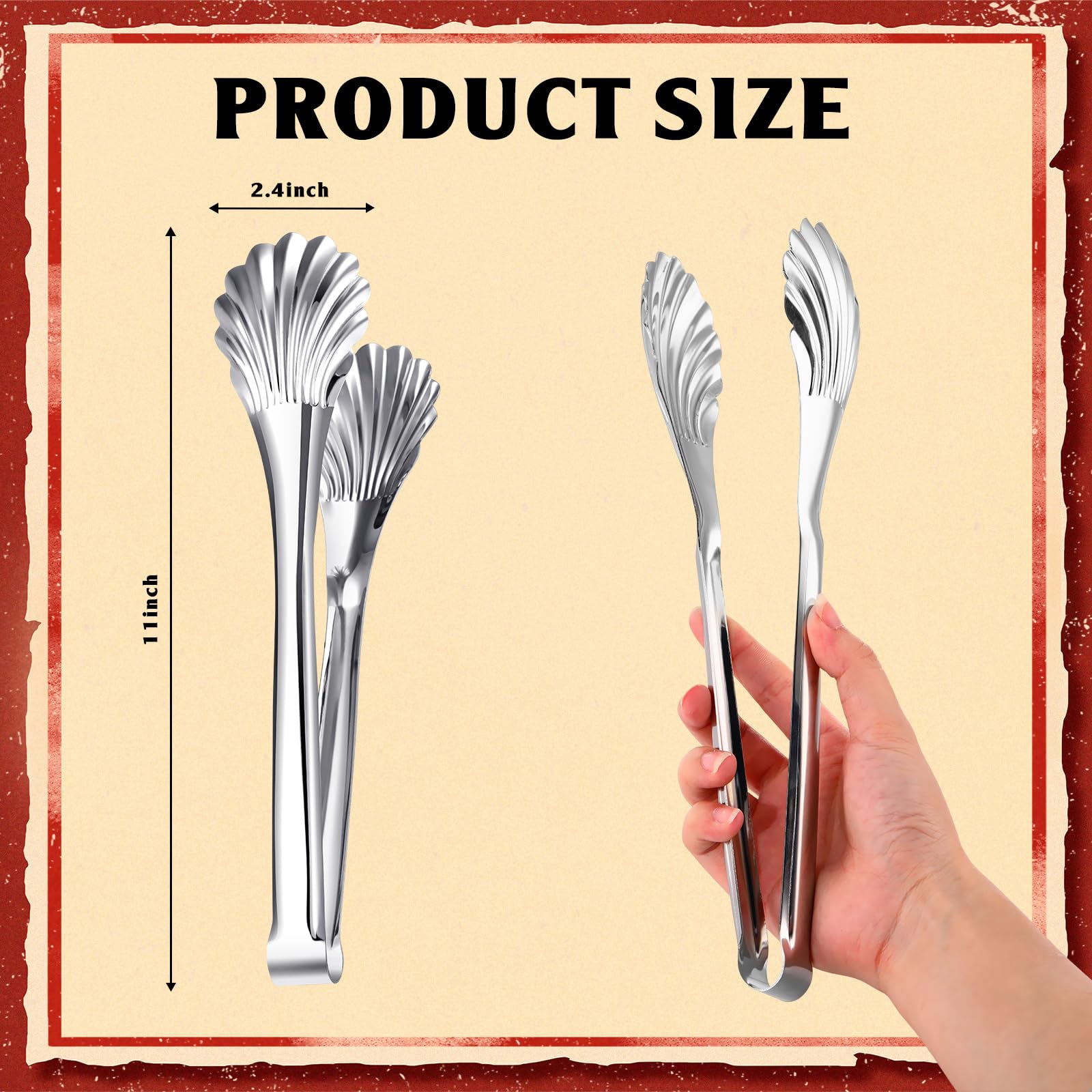 Uiifan 8 pinzas de acero inoxidable de 11 pulgadas para servir ensalada de bufé, cocina, cocina, ensalada, barbacoa, utensilios de servir para fiestas, bufé, pinzas de ensalada para servir alimentos