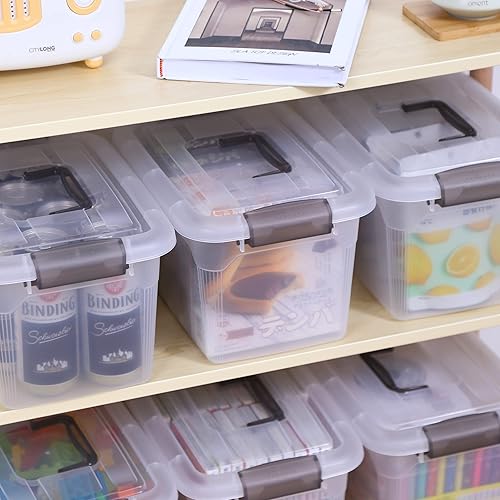 Miniatura 2 de Citylife - Paquete de 4 contenedores de almacenamiento de 8.5 cuartos de galón con tapas, contenedores de plástico transparente con mango gris,