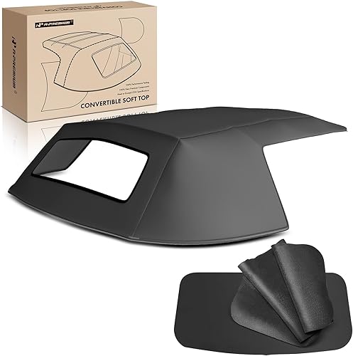 A-Premium Tapa blanda convertible negra con ventana de plástico transparente compatible con Ford Mustang 1983 1984 1985 1986 1987 1988 1989 1990