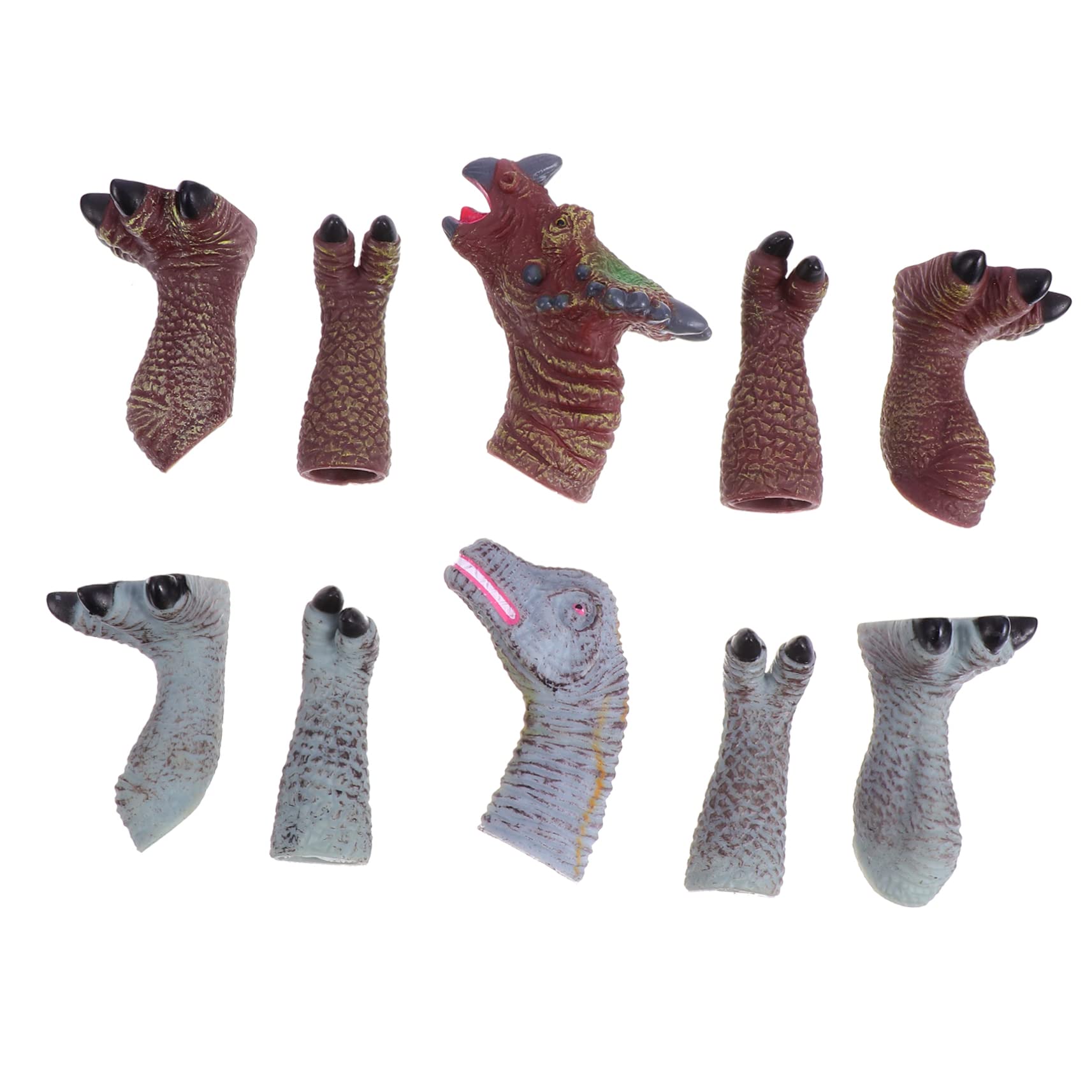 BCOATH 2 Juegos Marionetas De Dedos De Dinosaurio Juguetes De Dedo De Cabeza De Dinosaurio Títeres De Dedo con Patas De Dinosaurio Muñecas De Dedo Goma Blanda (Vinilo)