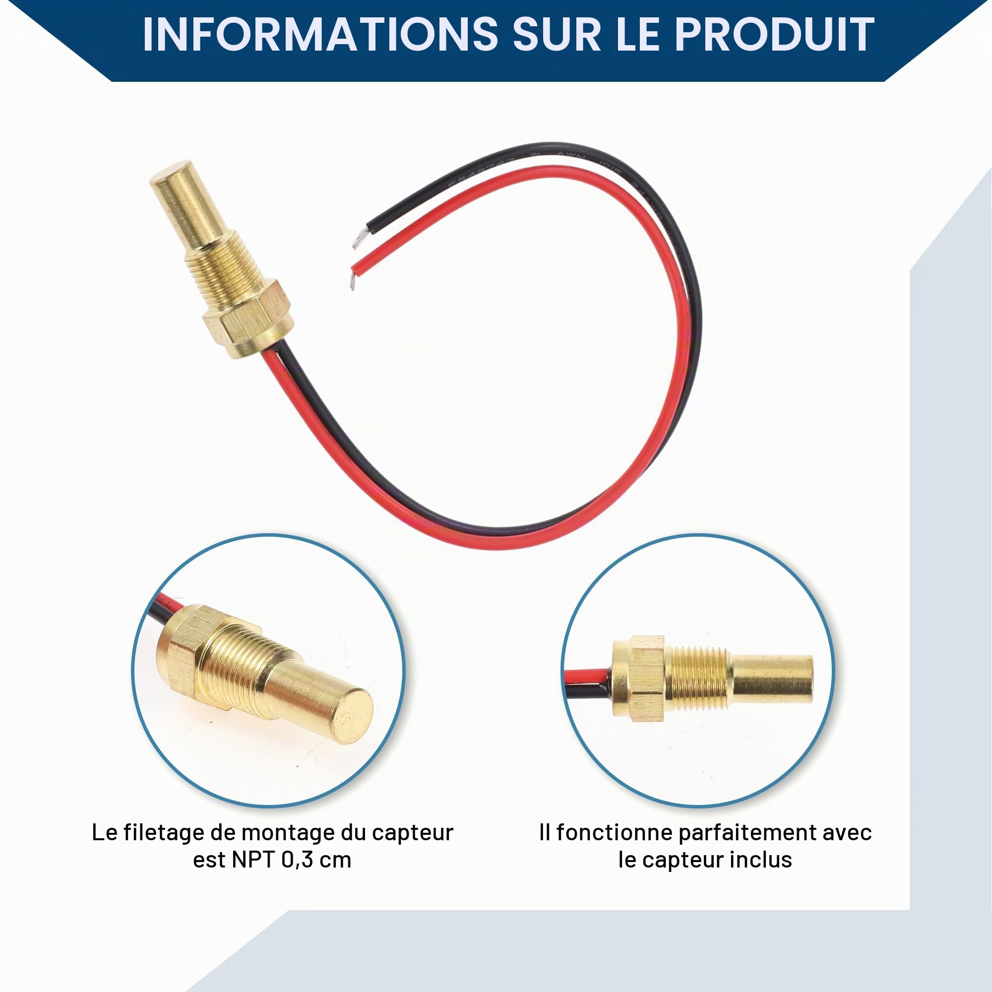 A ABSOPRO Kit Jauge Température Eau Numérique 1.57 1pc Pour Radiateur