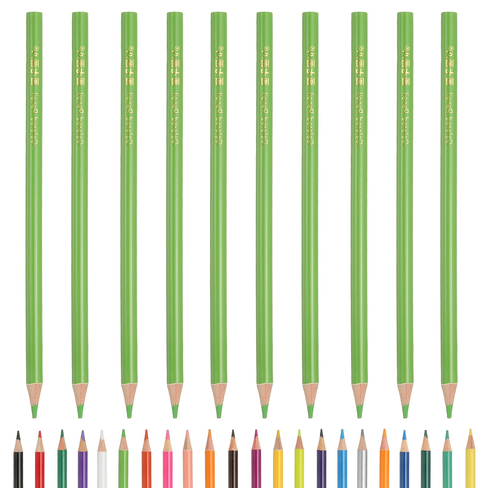 PATIKIL Colored Pencils, Grass Green Color Drawing Pencils with Oil-Based Cores Art Scrapbook Supplies for Adult Coloring Books Artists Beginners Drawing Sketching, 10 Pcs