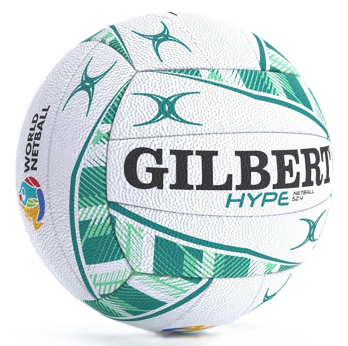 Gilbert Netball Hype Match - Pelota de netball - Blanco Verde - Tamaño 4