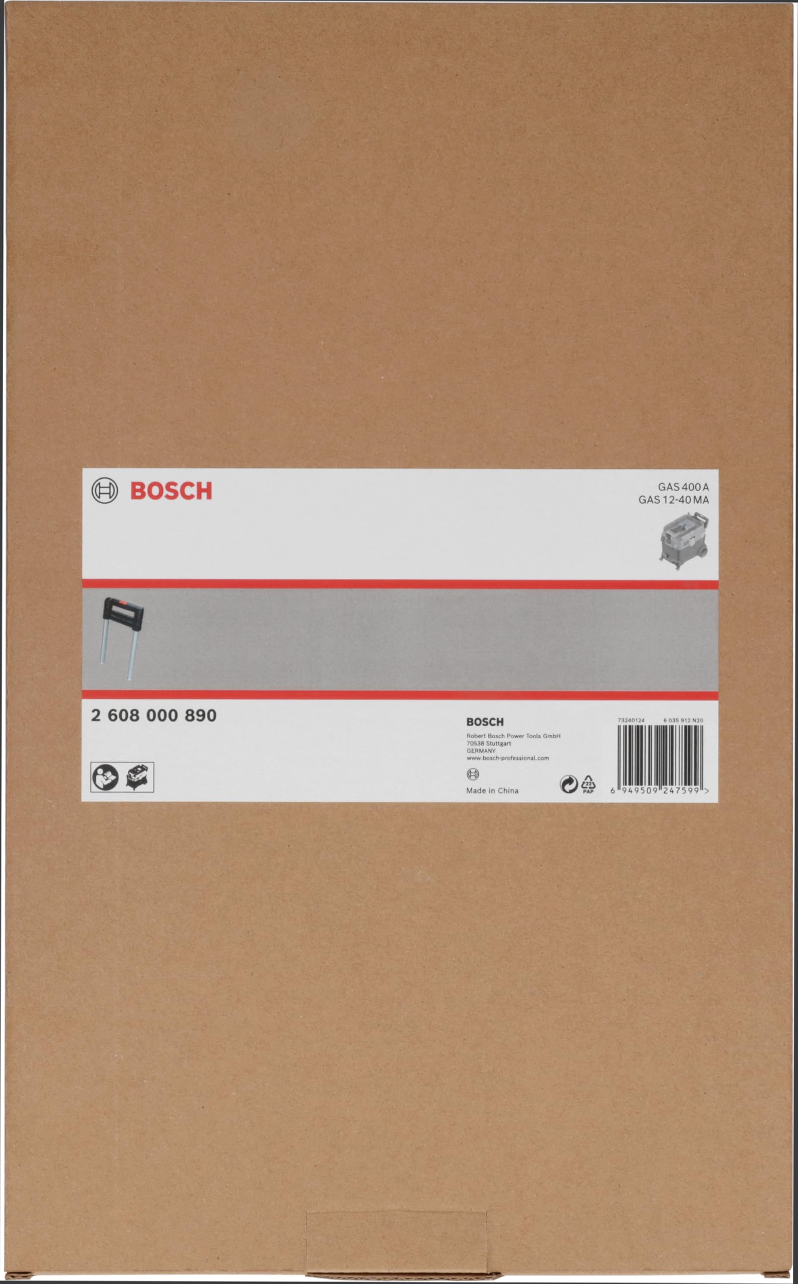 Bosch 1 poignée télescopique PRO (pour aspirateur GAS 400 A et GAS 12-40 MA, accessoires professionnels)