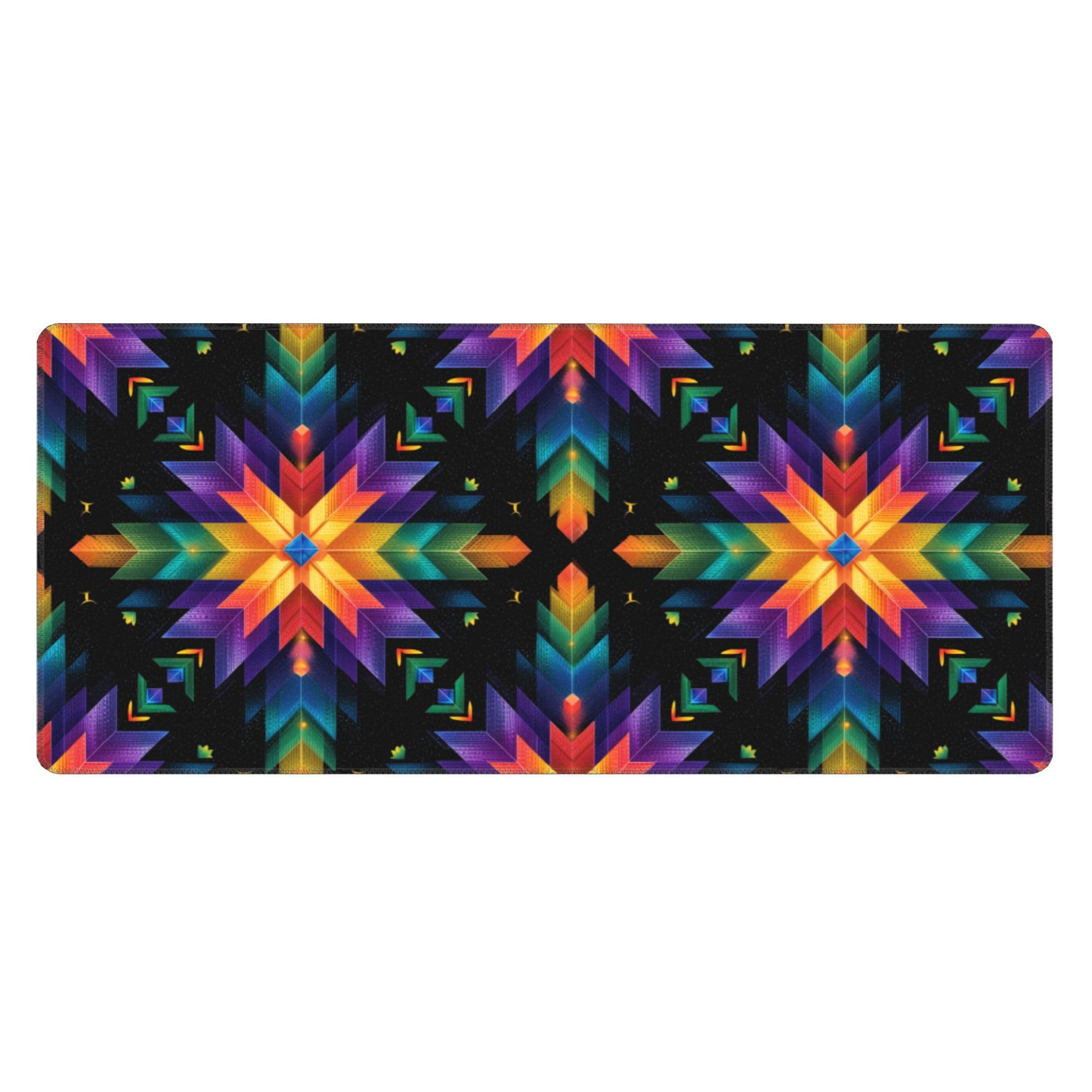 Colorful Mandala Pattern Extended Gaming Mouse Pad, with Stitched Edges Large Mouse Pad Desk Protector, Rubber Base Mousepad Keyboard Mouses Mat for Work Game Office Home- 32" X 12" Inch,E160