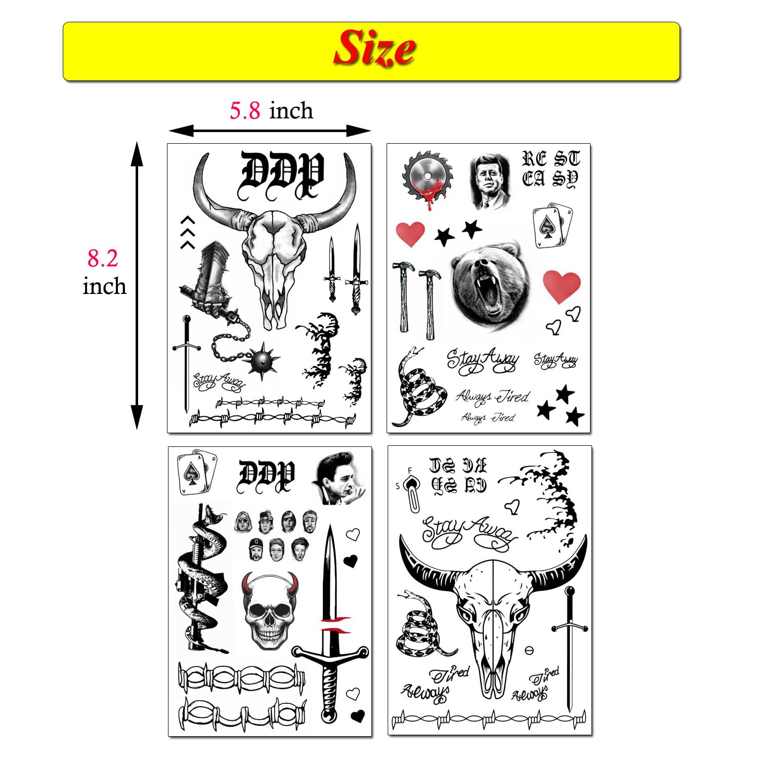 Kit De Tatuajes Temporales Y Pintura Facial De Halloween - 5 Hojas De Tatuajes Y 2 Pinturas Corporales En Blanco Y Negro - Maquillaje De Zombi Y Calavera Para Fiestas Y Cosplay