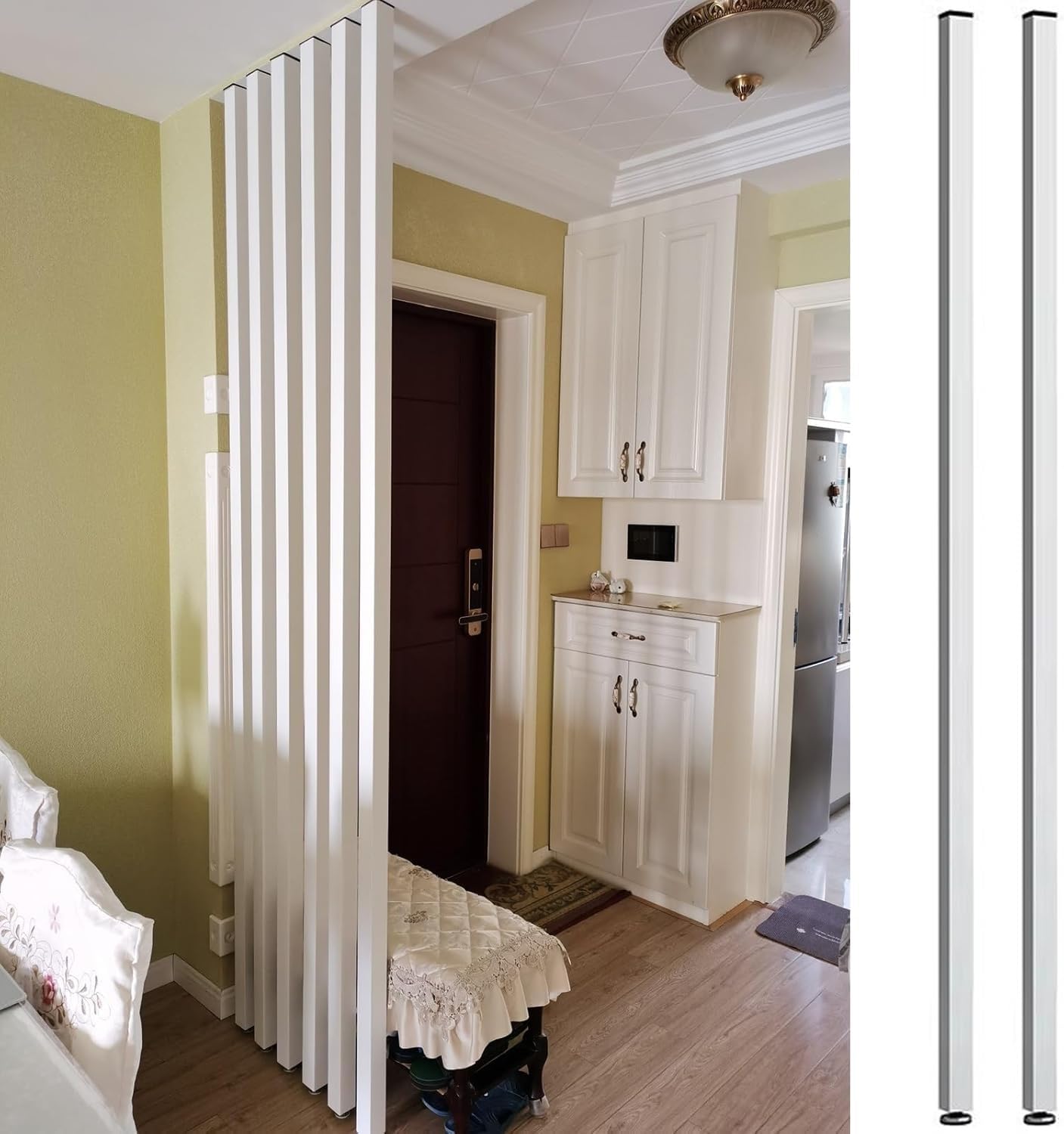 Parete divisoria regolabile in legno, 70-240 cm, montaggio a parete a doghe dal pavimento al soffitto, perfetta per casa, ufficio o ingresso, non richiede montaggio, divisorio salvaspazio.