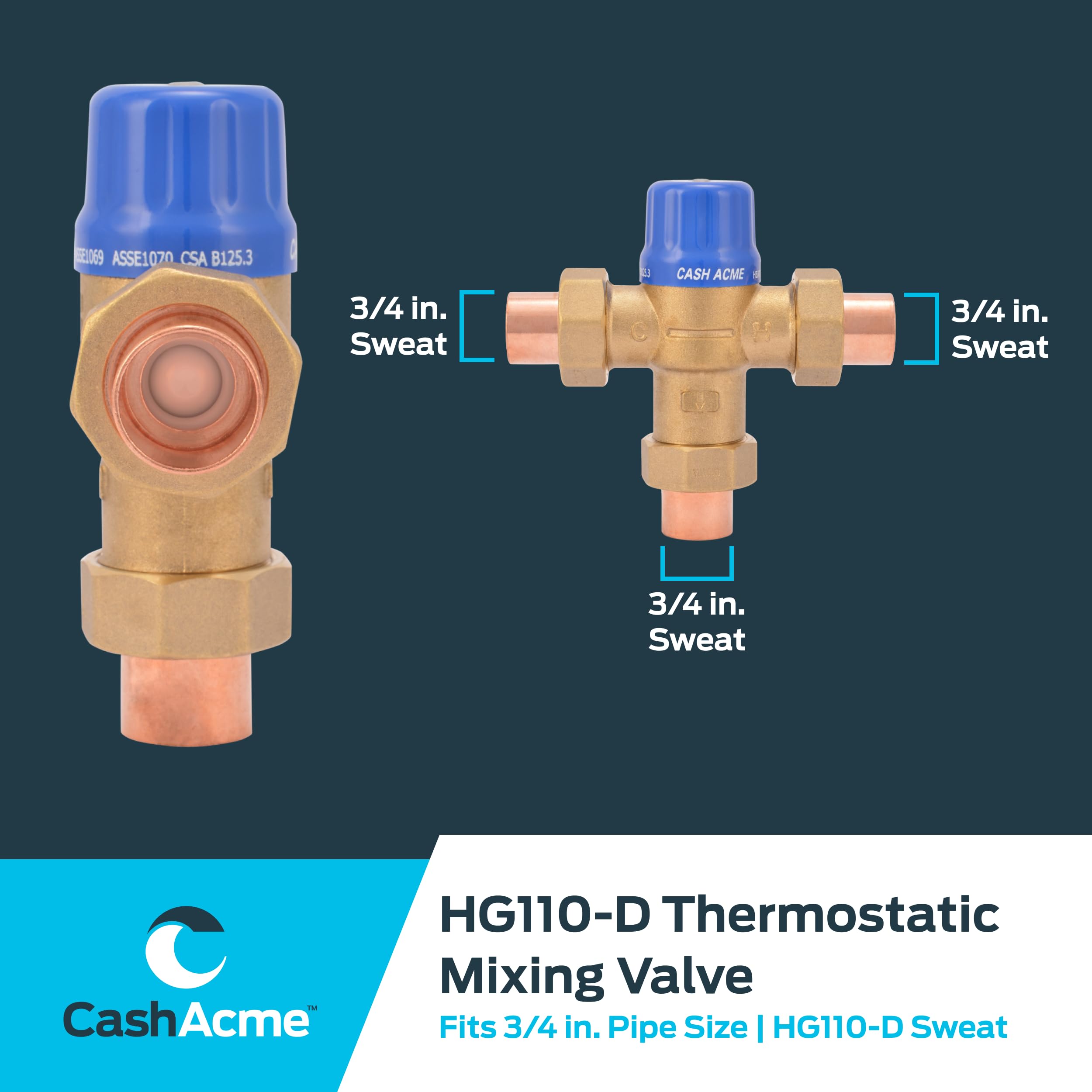 Cash Acme 24502 HG110-D - Connessioni antisudore e controlli integrati da 3/4"