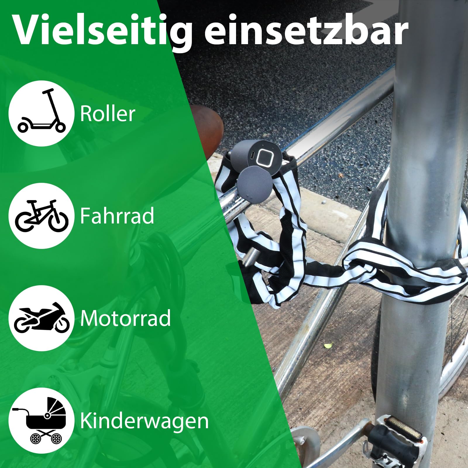 eLinkSmart zamek do skutera elektrycznego, blokada łańcucha, odblokowywanie odcisku palca, aplikacja Heavy Duty, antykradzieżowa, akcesoria do skutera, bramy motocyklowej, wodoszczelna