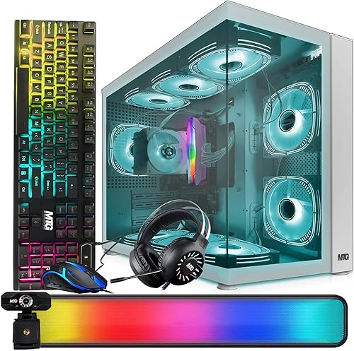 MTG Khuno Gaming Tower PC-Intel Core i7 8ª generación, GTX 1660S 6GB 192bits, 16GB RGB ARGB Ram, 1TB Nvme, combo de paquete gamer, cámara web,