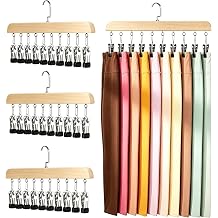 Legging Hangers for Closet Organizer - Pants Hangers with Clips Holds 20 Leggings - 360 Rotating Space Saving Non-Slip Hat Hangers for Closet Hanging Jeans, Shorts, Socks Wooden 4 Pack