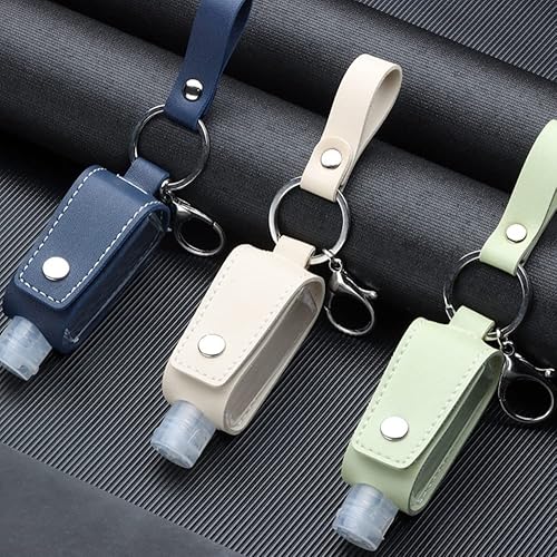 Miniatura 9 de Llavero de botellas de viaje de 1.0 fl oz, llavero vacío portátil, botella a prueba de fugas, llavero de piel sintética