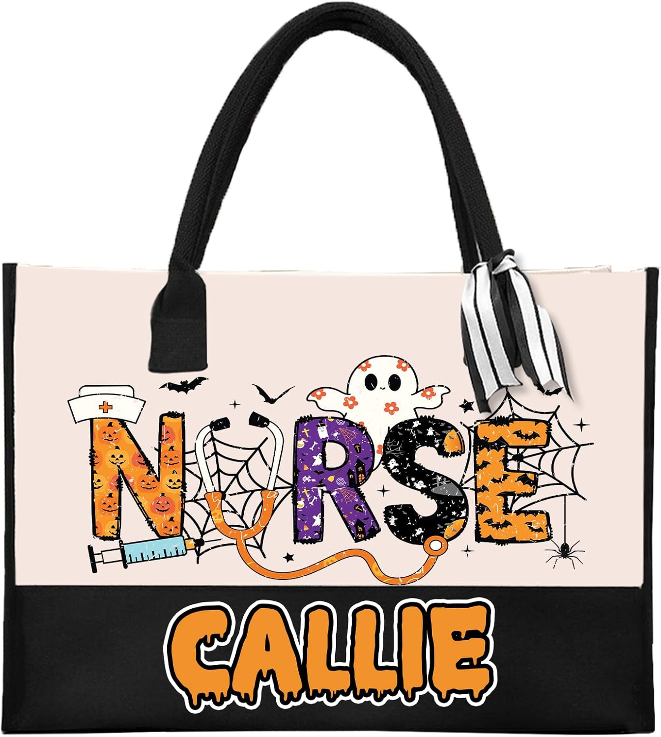 CALLIE Personalized Initial Canvas Tote Bag | Custom Monogrammed Tote Bags for Women | Gifts for Wedding, Birthday, Christmas