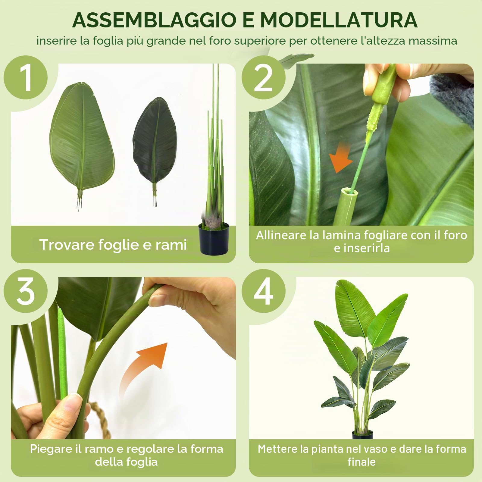 Pianta artificiale grande 160 cm uccello del paradiso artificiale piante in vaso Fake Plants Artificial Plants Artificial Palma artificiale Pianta d'appartamento come vera per interni ed esterni