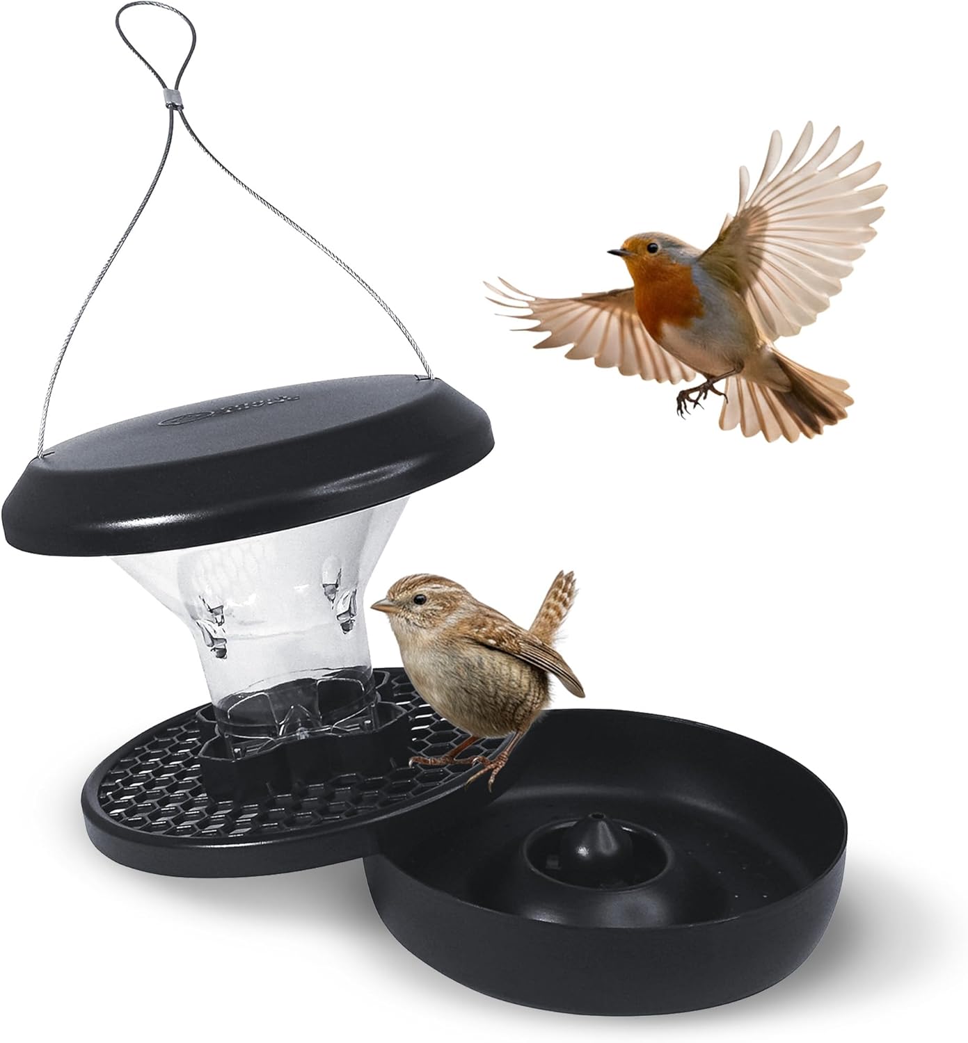 SWISSINNO Smart Birds “Chur” Squirrel-Resistant Bird Feeder – Hanging Feeder with Solid Metal Base and Dual Perches – Durable ASA + PC Plastics – Easy to Clean and Refill