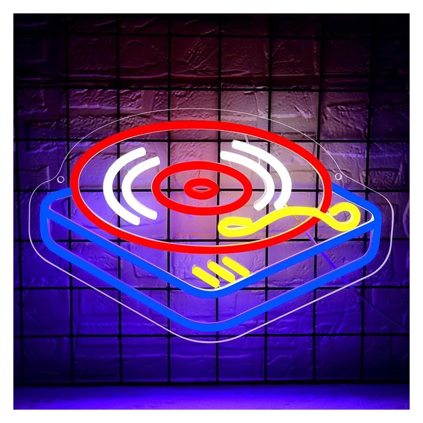 Shouxi One Color Sign Lamp Record Player Neon Sign Light Dimmable For Bar Party Music Studio Stage Dancing Hall Wall Decor 35Cmx23cm