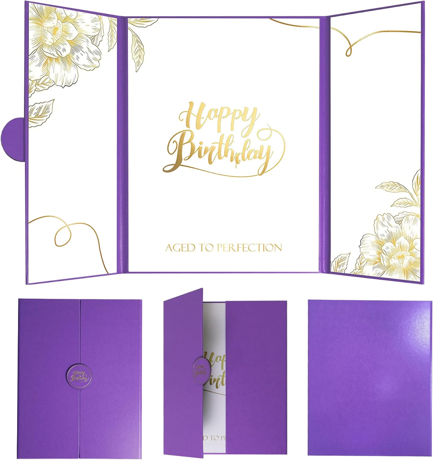 Birthday Decorations for Women Men, Large Birthday Card, Birthday Guest Sign in Book Alternative, Happy Birthday Signature Book Jumbo Card Party Supplies (Purple)