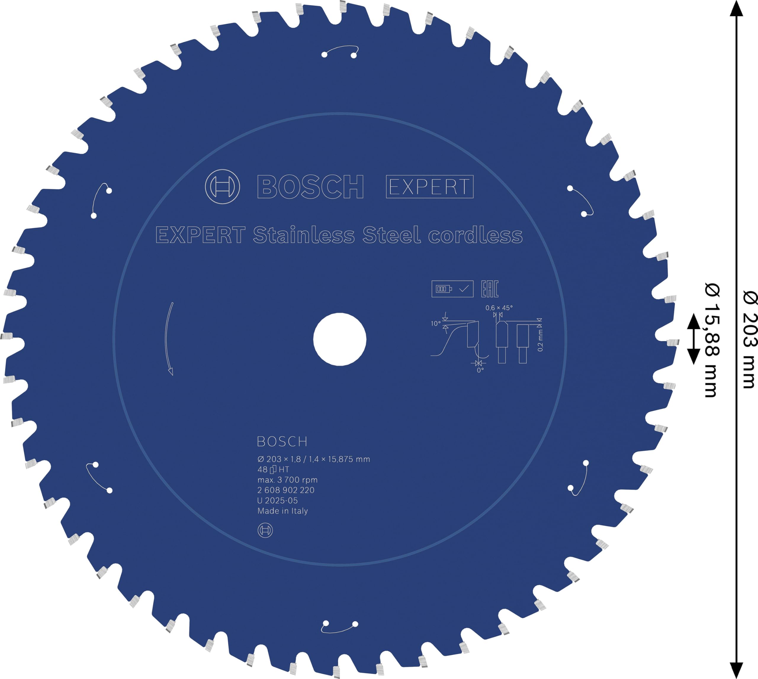 Bosch 1 hoja de sierra circular de acero inoxidable de EXPERT para sierras de metal (para acero inoxidable, diámetro mm, accesorio profesional para sierra circular de metal inalámbrica)