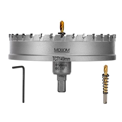 Miniatura 49 de Mollom Sierra perforadora de carburo resistente (2-1/2 pulgadas 2.520 in) con 2 brocas piloto, corte de agujeros de acero inoxidable, acero suave