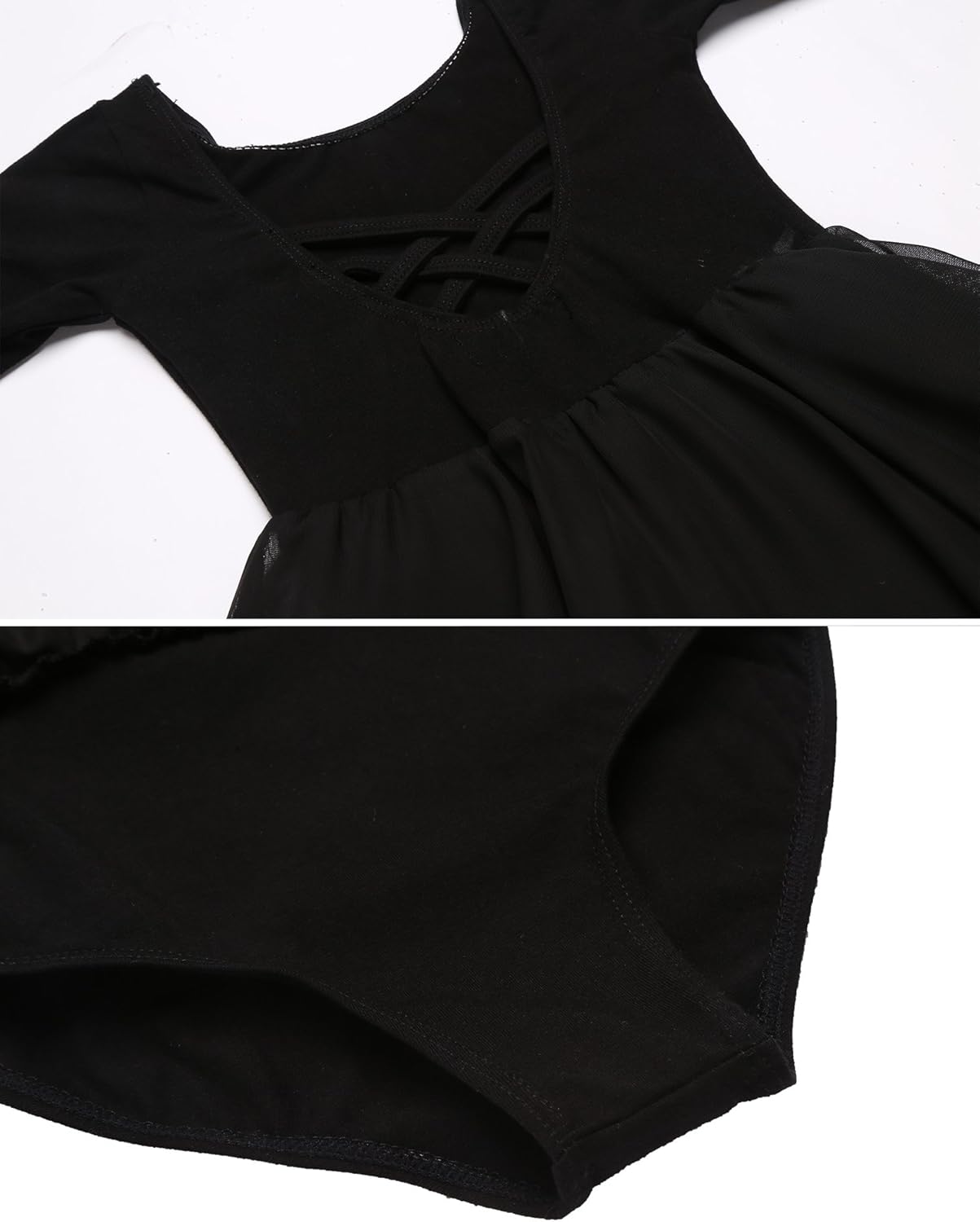 Zaclotre Ballet Leotards for Girls Toddler Classic Long Sleeve Criss-Cross Back Dance Dress Ballerina Outfits - Image 9