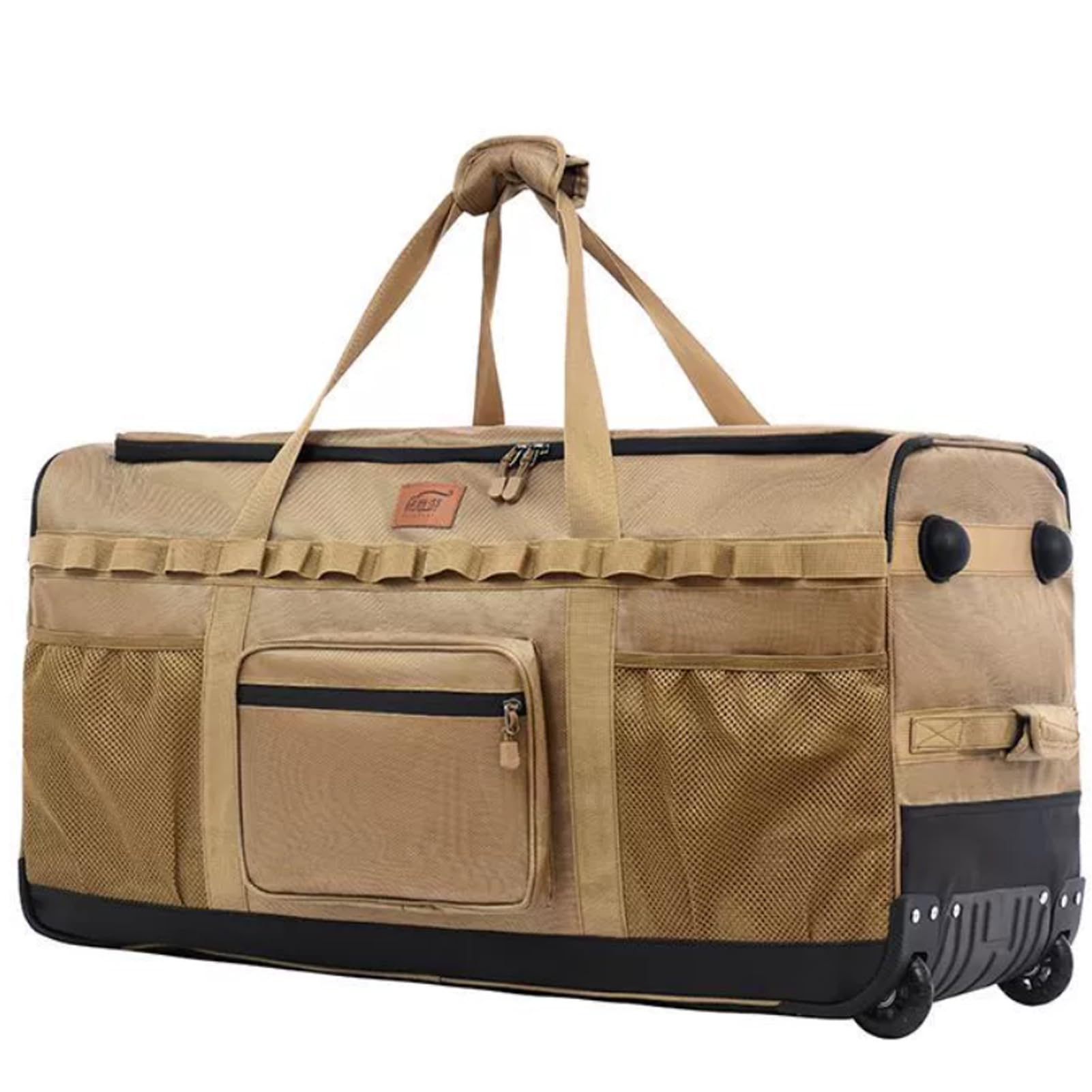130L Borsa Da Viaggio Extra Large Con Ruote Borsone Sportiva Grande Esterni Campeggio Morbida Pieghevole Impermeabili Borsa Per Il Riporre Con Rulli Conservazione (Kaki)