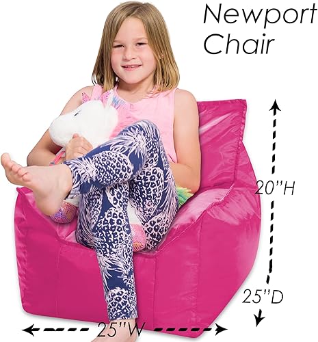 Miniatura 2 de Posh Creations Newport - Puf, silla relajante para uso infantil para jugar, leer y ver la televisión, tamaño mediano, nailon suave, color rosa
