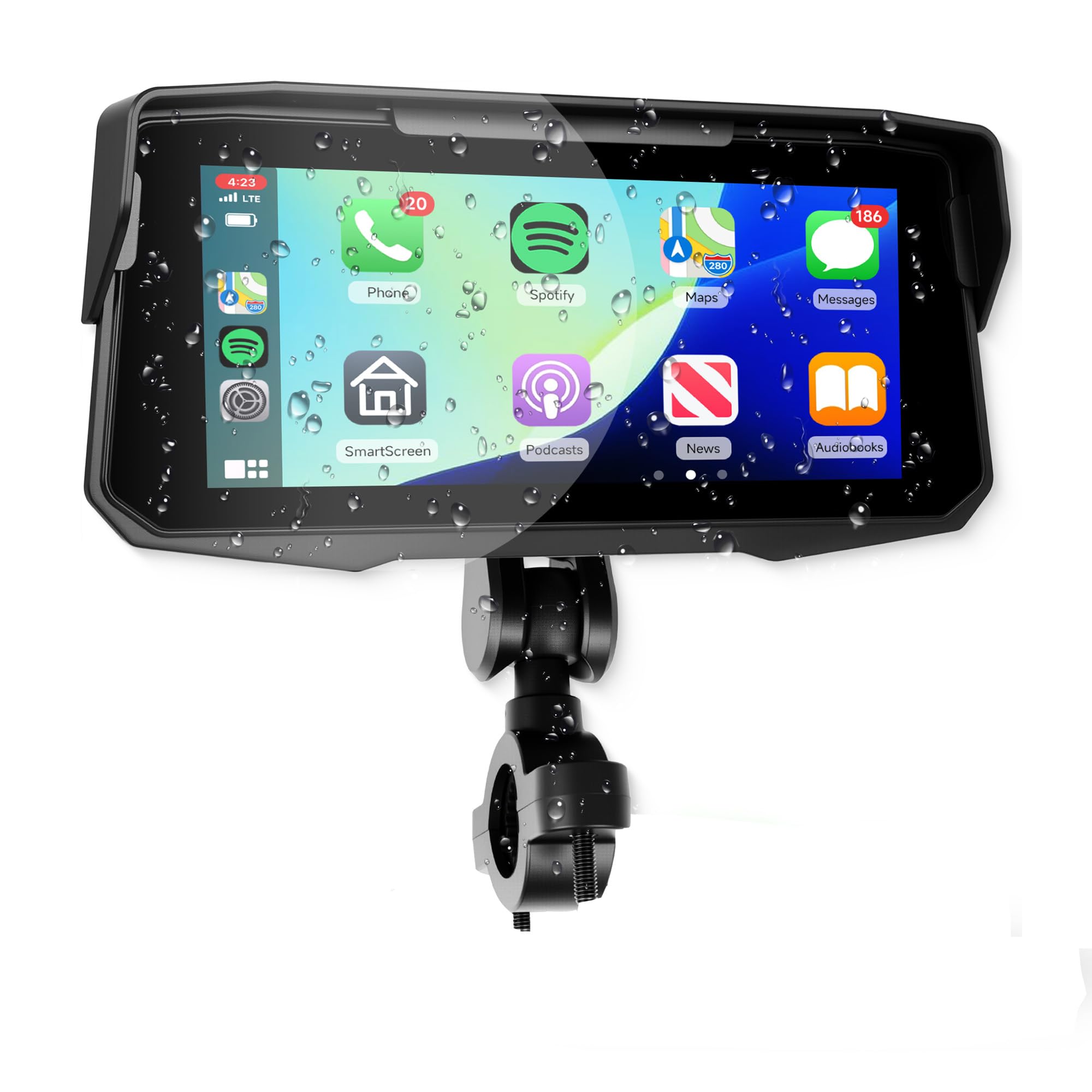 VECHTEL Motorrad Navi Kabelloses CarPlay und Android Auto per Moto, 6.86 Zoll HD Touchscreen GPS Navigation für Motorrad mit IP68 Wasserdicht, Bluetooth, EQ, Assistente Siri/GOO-gle, TPMS