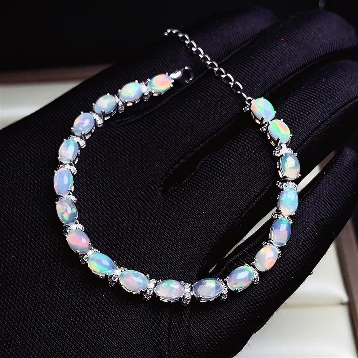 Pulsera de ópalo para diario y eventos especiales con fina plata de ley para mujer 7